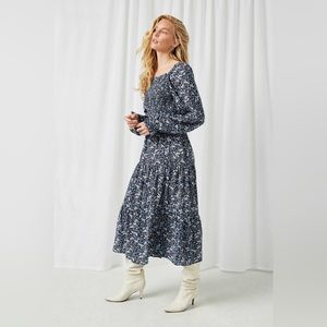 HAYDEN smocked maxi blue dress size Large